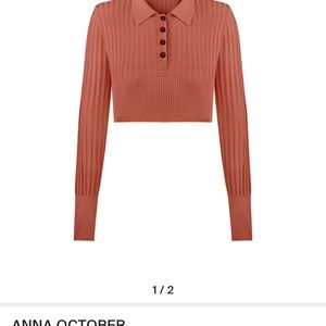 Anna October ribbed cropped knit top